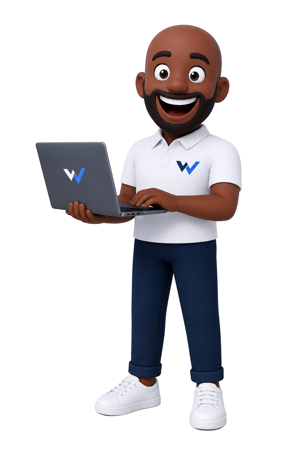 William, créateur de WIDART, avec son ordinateur portable